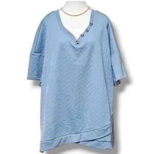 New York Laundry | Plus Size Chevron Embossed Textured Casual Blouse